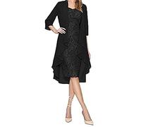 Summer Dress Women's Dress The of Bride Colour Fashion Lace Two Piece Dresses for Women Solid Women's Dress, black, XXL