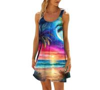 Summer Dress Women's Knee-Length Bikini Cover Up Women's Dress Sexy Sleeveless Scoop Neck Boho Tank Dress Print Short Holiday Dress Flowing Beach Dress Light Ball Dresses Elegant Casual Dresses