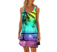 Summer Dress Women's Knee-Length Bikini Cover Up Women's Dress Sexy Sleeveless Scoop Neck Boho Tank Dress Print Short Holiday Dress Flowing Beach Dress Light Ball Dresses Elegant Casual Dresses