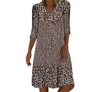 Summer Dress Women's Knee-Length Chiffon Boho Dress Women's Large Sizes Elegant V-Neck Dresses Floral Pattern Dress Wrap Dress Lightweight Ball Dress Loose Tunic Dress Flowing Casual Dresses