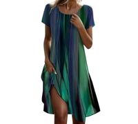 Summer Dress Women's Knee-Length Floral Dress Women's Boho Summer Scoop Neck Patterned Print Midi Dress Short Sleeve Floral Dress Casual Ball Dress Fashion Tunic Dress Comfortable Casual Dresses Party