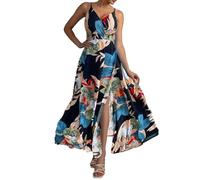 Summer Dress Women's Light and Airy Boho Dress Women's Long Ball Dresses V-Neck Dress A Line Floral Pattern Maxi Dresses Slit Casual Ball Dress Flowing Tunic Dress Fashion Casual Dresses
