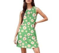 Summer Dress Women's Short Floral Dress Women's Summer Tank Dress Round Neck Midi Dress Chic Floral Print Holiday Dress Cover Up Sleeveless Elegant Ball Dress Lightweight Tunic Dress Holiday Casual