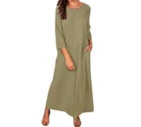 Summer Dresses for Women 2023 Short Sleeves Midi Dress Womens Daily Casual Pockets Dress O Neck Loose Dress Solid Elegant Dress Khaki