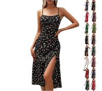 Summer Dresses for Women 2025,Adjustable Spaghetti Strap Sundress Polka Dot Petite A Line Beach Vacation Sundresses Black,Red,Green,Brown,Dark Blue,Brick Red,Wine,Dark Green S,M,L,XL,XXL