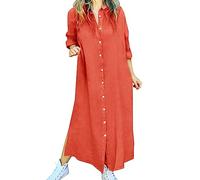 Summer Dresses for Women 2025 Women Print Muslim Dress Long Sleeves Prayer Clothes midi Dresses for Women (Red, M)