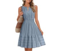 Summer Dresses For Women Dressing Table Mirror Lawn Top Dressing Elegant Solid V Neck Sleeveless Beach Dress Casual High Waist Midi Dress Summer A-Line Party Dres Trendy Swing Sundress Babydoll Dres