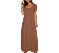 Summer Dresses for Women Maxi Dresses Casual Short Sleeve Cotton Swing Long Sundress V Neck Party Elegant Beach Cocktail Dress Plus Size Summer Formal Work Wedding S-5XL