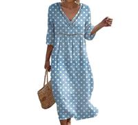 Summer Dresses for Women UK Abstract Print Maxi Dress V Neck 3/4 Sleeve Beach Sundress Boho Long Dress Colourful Casual Holiday Dresses for Women Vacation