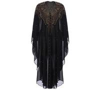 Summer Dresses for Women UK Beach Coverups Kaftan Plus Size Full Length Batwing Sleeved Hooded Embroidery Rhinestone Kimono Cardigans Long Maxi Muslim Abaya Swim Cover-ups & Sarongs 5#Black One Size