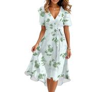 Summer Dresses for Women UK Maxi Dress Milkmaid Wrap Boho Graduation Square Neck Strapless Dress PVC Halter Stripe Teal Church Dresses for Women, Green L