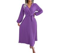 Summer Dresses for Women UK Maxi Long Sleeve Flowy Dress Wedding Guest Midi Beach Shirt Plus Size 22-24 Short Romper Dress for Women Going Out Maxi Jersey Sun Dresses Size 16 Purple,M