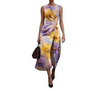 Summer Dresses for Women UK Maxi Sleeveless Flowy Dress Wedding Guest White African Black Boho 1940S Shirred Short Summer Dresses for Women UK Crochet Dress Drawstring Plus Size 2-Purple,L