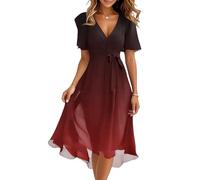Summer Dresses for Women UK Party Women's Milkmaid Dress Beach Going Out Petite Maxi Short Orange Dress Mini Dresses for Women UK Sweetheart Neckline Angel Sleeve Broderie Woman Party, Red XXL