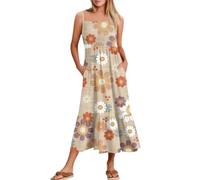 Summer Dresses for Women UK Prom Dress Womens Sparkly Beach Spaghetti Strap Plus Size Spring Clothes Black Mini Dress Cover Burgundy Hawaiian Flared Women Casual, Yellow XL