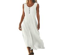 Summer Dresses for Women UK Purple Dress Wedding Plus Size Ladies Long Prom Long Sleeve Maxi Dress Cotton Beach Dresses for Big Busted Women Wrinkle Free Roman Clothes, White XL