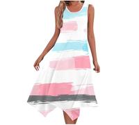 Summer Dresses for Women UK Sale Clearance Women Floral Print Irregular Tank Dress Casual Sleeveless Crew Neck Boho Vacation Dress Summer Flowy Party Dress Strap Tank Sun Dress Beach Dresses for Women