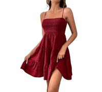 Summer Dresses for Women UK Spaghetti Strap Summer School Dresses Casual Sleeveless A Linen Mini Bandeau Tube Boho Sun Dress Plain Beach Wear Ladies Beach Dress