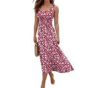 Summer Dresses for Women UK Women's Occasion Beach Black Dress Mother of The Bride Beach Dresses Swing Dress Midi for Women UK Plus Size Pinafore Green Floral White Shirt, Red L