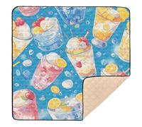Summer Drink Cool Ice Blue Soft Foam Foldable Baby Play mat for Floor Comfortable Foldable Baby Play Tummy Time Mat for Babies Infants Toddlers, 50'' x 50''de actividades para