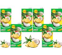 Summer Drink - Tropical Fruit Variety with Pineapple & Coconut, Citrus Twist & Fruit Flavours - PMP - 1 L Refreshing Juice -sie (6 x Pack, Pineapple & Coconut)