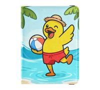 Summer Duck at The Beach Leather Passport Holder for Travel Large Capacity Passport Case for Family Trip Must Haves Accessories