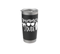 Summer Dude Surfing Beach Cool Palm Tree Surfer Stainless Steel Insulated Tumbler