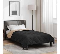 vidaXL Summer Duvet Black and Taupe 200 x 135 cm Microfiber
