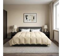 Summer Duvet Padded Cream 220 x 260 cm Microfibre Breathable Easy Washable Quilt Double-Sided for Bedroom All-Year Duvet with Soft Surface and Modern Design