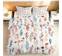 Summer Duvet Small Double 4.5 Tog Boho Floral, Reversible Coverless Duvet Hand Drawn Wild Flowers Soft Bed Quilt for All Seasons, Machine Washable, 170x200cm