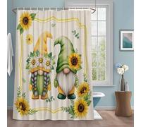 Summer Dwarfs Shower Curtain with 12 Hooks Yellow Sunflower Daisy Field Plant Vintage Waterproof Fabric Shower Curtains Sets for Bathroom Bath Decorations, Machine Washable, 72"x96"