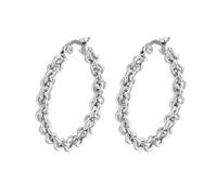 Summer Earrings Boho, Statement Earrings for Women Silver Twisted Chain Circle Stainless Steel