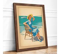 Summer Elegance by the Water Vintage Framed Wall Art Print A1 Walnut