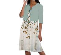Summer Elegant Dresses Women Work Dresses Office Wedding Guest UK Sexy Tunic Dress Two-Piece Ladies Summer Round Neck Elegant A Line Sling Dress Cardigan Tops Set