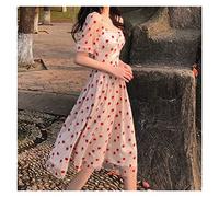 Summer Elegant Point Lace Party Dress Lady Short Sleeve France Dress Female A-line High Waist (Color : A Size : M code) (A L code)