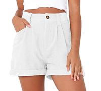 Summer Essentials for Women Womens Running Shorts Womens Summer Casual Pants High Waist Solid Corduroy Loose Shorts Solid Color Shorts Running Women Shorts Curvy Women UK White