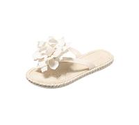 Summer Extra Wide Fit Flat Sandals for Women Flat Sole Solid Color Large Sole Flipped Women'S Beach Sandals Beach Black Sandles Womens Size 8 Closed Toe (Beige,4)