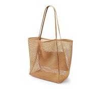 Summer Fashion Beach Bag,women's Shoulder Tote Large Capacity Foldable Mesh Swim Bag With Pocket Shopping Pack(Brown)
