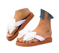 Summer Fashion Bow Toe Thong Slippers Outdoor Casual Comfortable Beach Slide Sandals Simple Slide, Happy Summer Feet