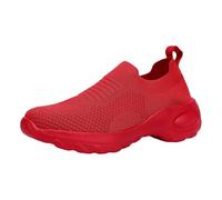 Summer Fashion Leisure Running Shoe Women,Casual Soft Sole Breathable Shoes,Ladies Laceless Fitness Shoes,Good Grip,Suitable for Different Outdoor Terrains Red