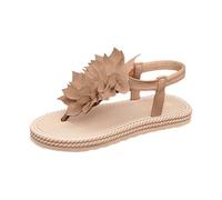 Summer Fashionable Toe Post Sandals, Durable Material, Casual Open Beach Sandals, Comfortable Slippers for Women, Ideal for Daily Holidays at the Sea, Date, with Dress, Flat Sole, 2 cm Heel, khaki, 9