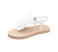 Summer Fashionable Toe Post Sandals, Durable Material, Casual Open Beach Sandals, Comfortable Slippers for Women, Ideal for Daily Holidays at the Sea, Date, with Dress, Flat Sole, 2 cm Heel, White, 4