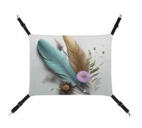 Summer Feather Flower Printed Pet Hammock for Cage Hanging Pet Hammock Bed with Metal Hooks for Guinea Pigs, Hamsters, Gerbils, Kittens, Cat Cages