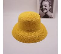 Summer Female Yellow Hollow Hepburn Bell-shaped Big Brim Hat Shade Vacation Beach Sun Hat