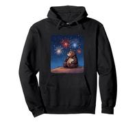 Summer Firework with Cool Bear Costume for Man and Woman Pullover Hoodie