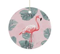 Summer Flamingo Palm Leaves(1) Hanging Ceramic Ornaments, Christmas Tree Decorations, Funny Home Decor Gifts for Women, Sisters & Work Best Friends