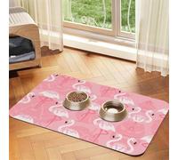 Summer Flamingo Palm Leaves Absorbent Leather Pet Tablecloth Non-Slip Dining Pad For Puppy Kitten Food Water Bowls