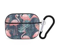 Summer Flamingo Palm Leaves AirPods Pro 2 Case Cover, Shockproof Hard Shell Protective Case for Women Men, Compatible with Airpod Pro Case 2nd/1st Generation with Keychain-Black