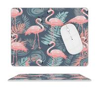 Summer Flamingo Palm Leaves Mouse Pad,Premium-Textured Mouse Mat Design,Computer Mouse Mat,Stitched Edges, Water-Resistant, for Gamer, Office & Home,Square Mouse Pad,Spill-Resistant Surface, Durable M