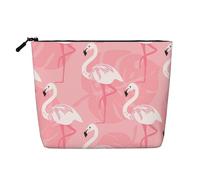 Summer Flamingo Palm Leaves Print Portable Travel Cosmetic Makeup Pouch Bag Single layer Makeup Organizer Zipper Pouch, Black, One Size, Black, One Size